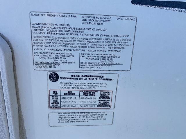 2013 KEYSTONE PASSPORT ULTRA LITE SERIES M-3220 BH